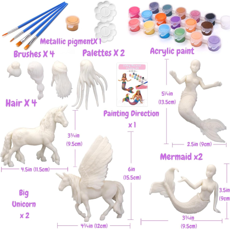 Sirene cu unicorni de pictat, jucarii artizanat, set complet cu accesorii [2]