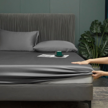 Cearsaf de pat gri, cu fermoar, 180x200 cm + inaltimea bazei 25-30 cm [2]