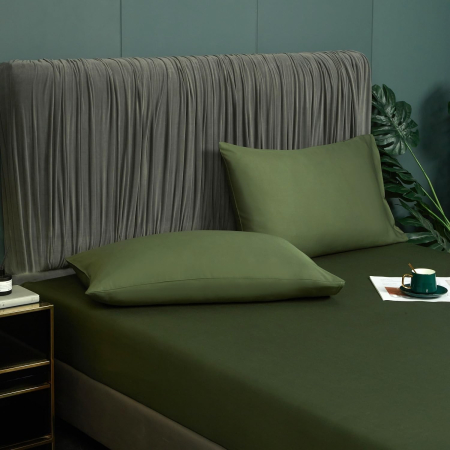 Cearsaf de pat gri, cu elastic, 180x200 cm + inaltimea bazei 25-30 cm, verde [2]