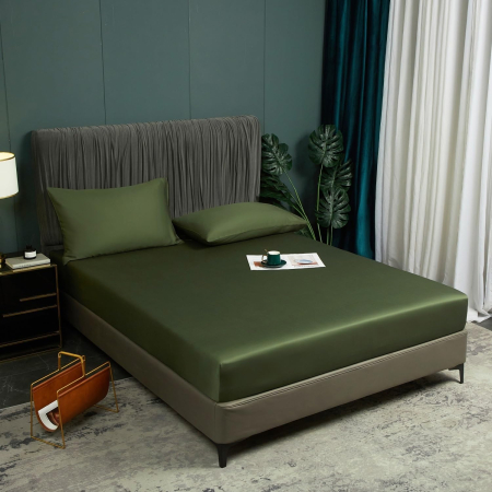 Cearsaf de pat gri, cu elastic, 180x200 cm + inaltimea bazei 25-30 cm, verde [1]