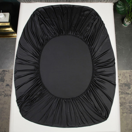 Cearsaf de pat gri, cu elastic, 160x200 cm + inaltimea bazei 25-30 cm, negru [5]