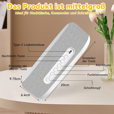 Ceas cu alarmă digital, încărcare fără fir 15W pentru iPhone/Samsung, difuzor Bluetooth, luminozitate reglabilă în 9 culori, afișaj cu temperatură [5]