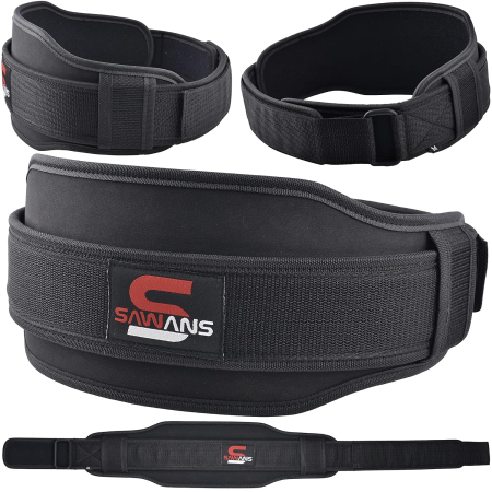 ACCESORII FITNESS - Centura de mijloc pentru ridicat greutati, dublă rezistență neopren 14 cm sprijin, neagra, L