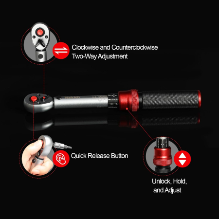 Cheie Dinamometrică Hairich 1/4", 1-25 Nm, ±3%, 72 Dinți, Set 13 Piese [2]