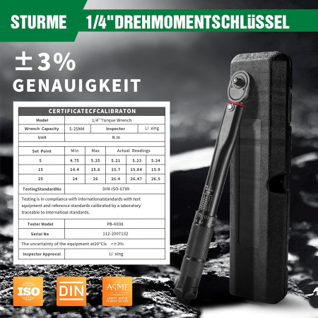 Cheie dinamometrica 5-25 Nm, eroare ± 3%,patrat 1/4", clichet 45 dinți [2]