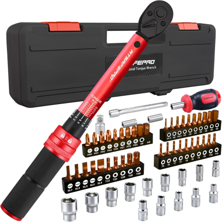 SCULE AUTO - Cheie dinamometrica 1-25 Nm, acuratete ± 3%,patrat 1/4", clichet 72 dinți, set 61 piese