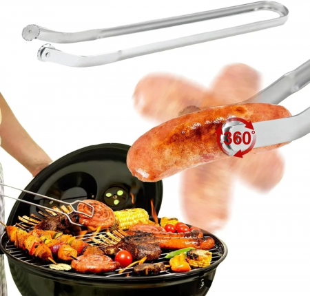 Cleste gratar din inox 38 cm, cu laveta si pensula [1]