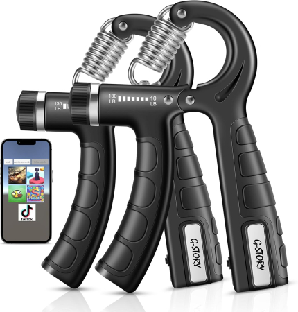 APARATE FITNESS - Extensoare pentru forta de strangere a mainii 10-130lbs, negru, set 2 bucati