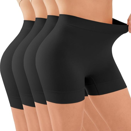 IMBRACAMINTE - Colanti elastici scurti pentru sport femei, 4 bucati negri, L