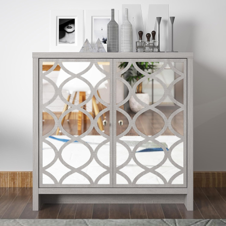 Comoda din MDF, 2 usi 2 rafturi interioare, 39,8 x 79,0 x 77,6 cm – Stejar gri prăfuit [3]