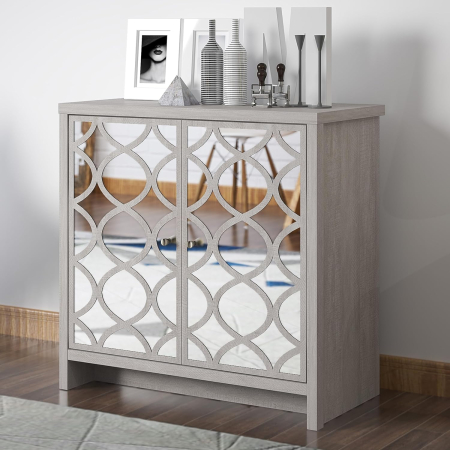 biblioteci, noptiere, dulapuri si comode - Comoda din MDF, 2 usi 2 rafturi interioare, 39,8 x 79,0 x 77,6 cm – Stejar gri prăfuit