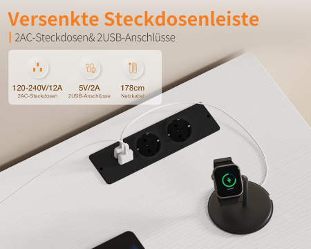 Comoda rama metal, placa ODK, 6 sertare textil, 2 porturi USB, 2 prize de 230v, 100x45x85.2 cm [3]