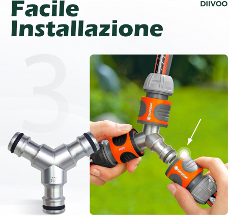 Conector de furtun 1/2", piesa Y, conexiune colectiva cu 2 cai pentru utilizarea simultana a unei singure surse de apa, SET 2 buc [5]