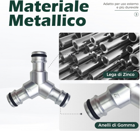 Conector de furtun 1/2", piesa Y, conexiune colectiva cu 2 cai pentru utilizarea simultana a unei singure surse de apa, SET 2 buc [1]