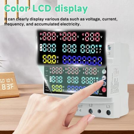 Contor electric trifazat cu afișaj LCD color, protecții multiple, montaj pe șină DIN [2]