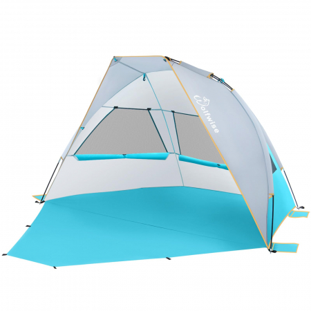 Corturi camping - Cort de plaja cu deschidere automata pentru 2-3persoane, albastru