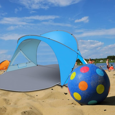 Cort de plaja cu deschidere automata pentru 3-4 persoane, albastru [6]
