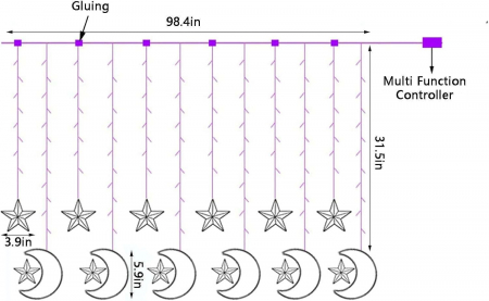 Cortina cu stele luminoase LED 150 bucati, 250 cm [1]