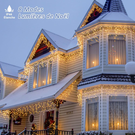Cortină de lumini cu 400 LED-uri 10m Alb Cald, cu 8 moduri iluminat, IP44 [2]