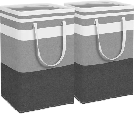 COSURI DE GUNOI - Cosuri de rufe 2x75 L pliabile, negru cu gri, 60 x 40 x 30 cm