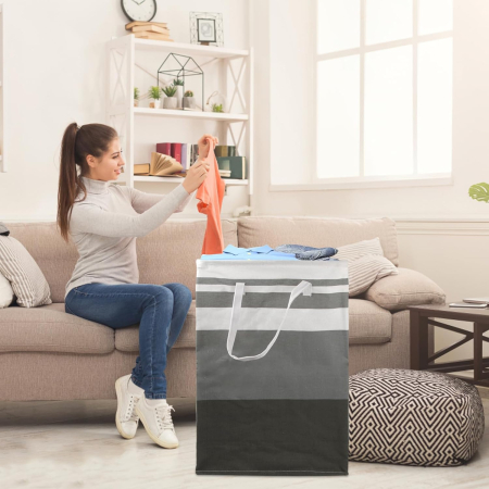 Cosuri de rufe 2x75 L pliabile, negru cu gri, 60 x 40 x 30 cm [5]