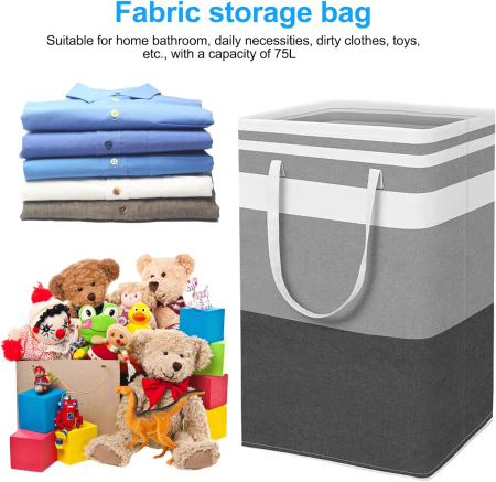 Cosuri de rufe 2x75 L pliabile, negru cu gri, 60 x 40 x 30 cm [3]