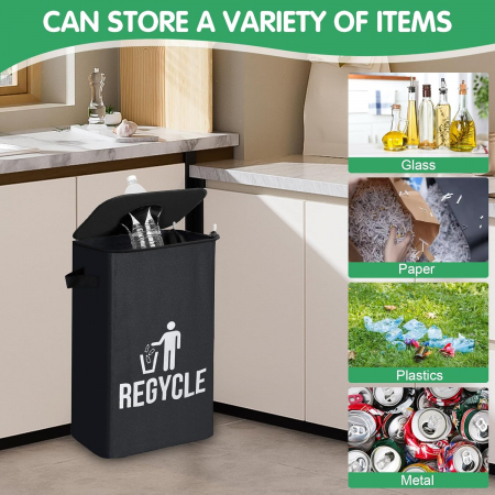 Cos pliabil pentru reciclare selectiva 100L negru [5]