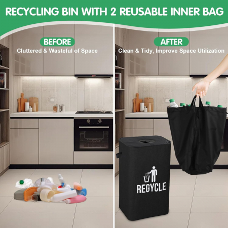 Cos pliabil pentru reciclare selectiva 100L negru [4]