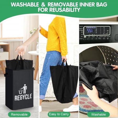 Cos pliabil pentru reciclare selectiva 100L negru [2]