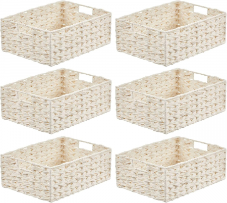 Coș țesut, de depozitare dreptunghiular, din plastic 40.6x30.5x15.2 cm- set de 6 - alb [8]