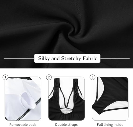 Costum negru de baie dintr-o bucata pentru femei, elastic, cu uscare rapida, control abdomen, M [4]
