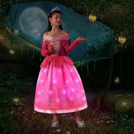 Costum carnaval cu leduri printesa Roz 3-4 ANI [3]