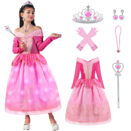 COSTUME COPII - Costum carnaval cu leduri printesa Roz 3-4 ANI