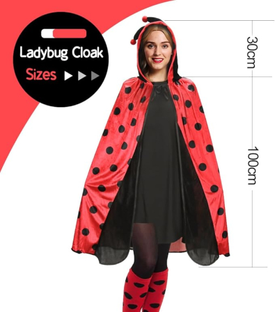 Costum carnaval pentru fete sau femei, tip pelerina, buburuza 130 cm [2]