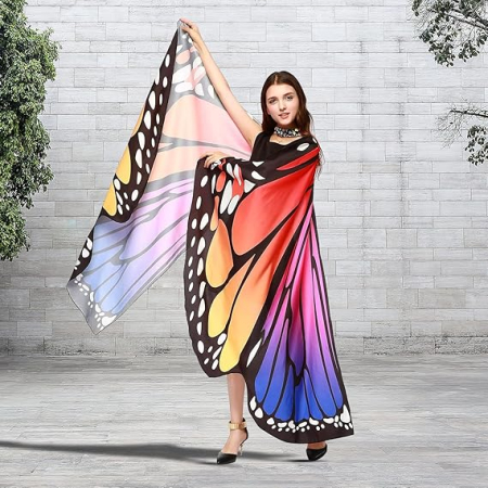 Costum carnaval pentru fete sau femei, tip pelerina, aripi multicolore de fluture [5]