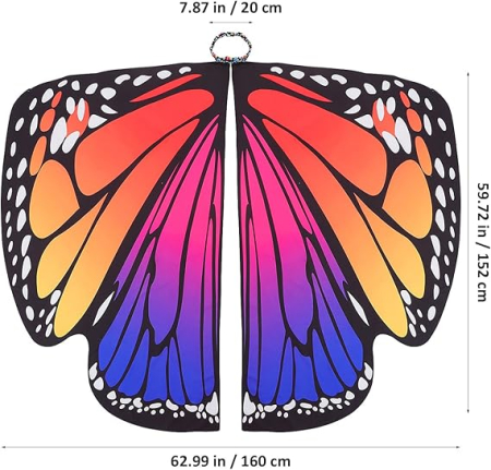 Costum carnaval pentru fete sau femei, tip pelerina, aripi multicolore de fluture [3]