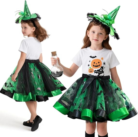 Costum de vrajitoare verde pentru copii 4-9 ani [3]