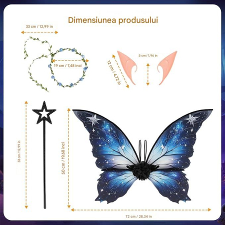 Costum de zână cu urechi de elf, bandă și baghete [1]