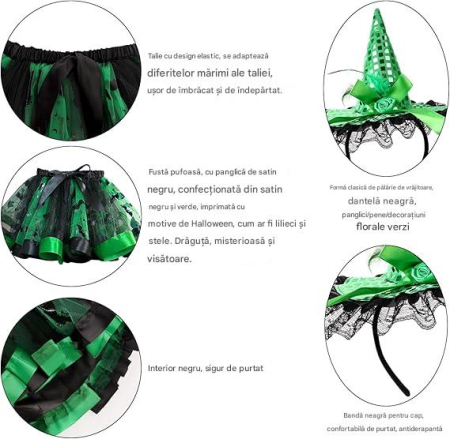 Costum de vrajitoare verde pentru copii 4-9 ani [1]