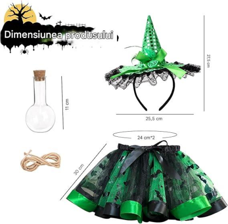 Costum de vrajitoare verde pentru copii 4-9 ani [2]