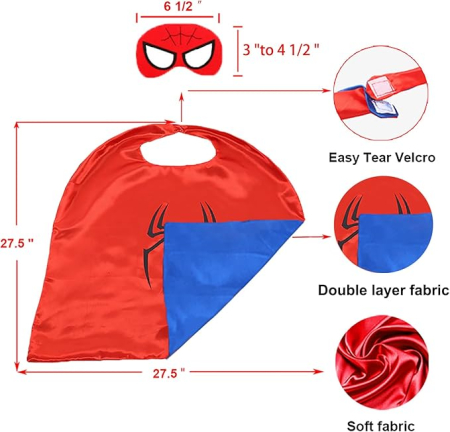 Costum de supererou, pelerine și măști pentru copii de la 3 la 9 ani, 2 seturi [1]