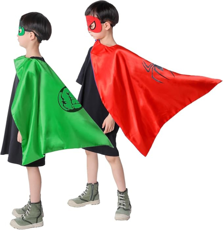 IMBRACAMINTE - Costum de supererou, pelerine și măști pentru copii de la 3 la 9 ani, 2 seturi