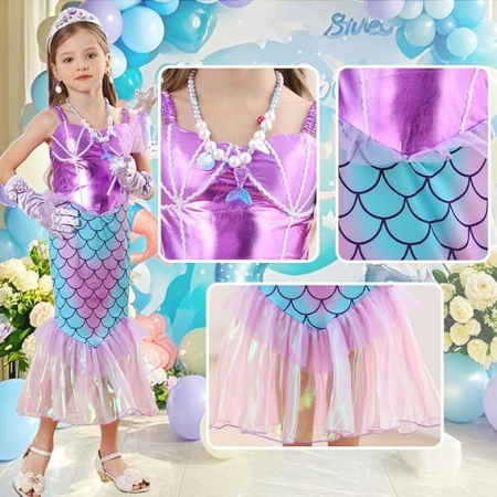Costum carnaval printesa sirena pentru fete 7-8 ani, 146-152 cm [4]