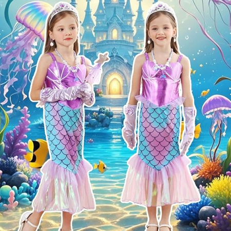 Costum carnaval printesa sirena pentru fete 7-8 ani, 146-152 cm [2]