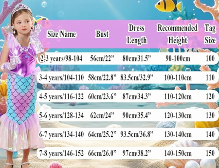 Costum carnaval printesa sirena pentru fete 7-8 ani, 146-152 cm [5]