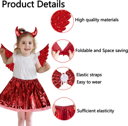 Costum carnaval pentru fetite, diavolita rosie, 3-8 ani [2]