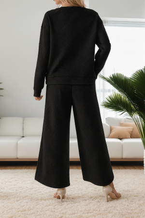 Costum casual pentru femei, ideal iesiri primavara toamna, 2 piese Negru S [4]