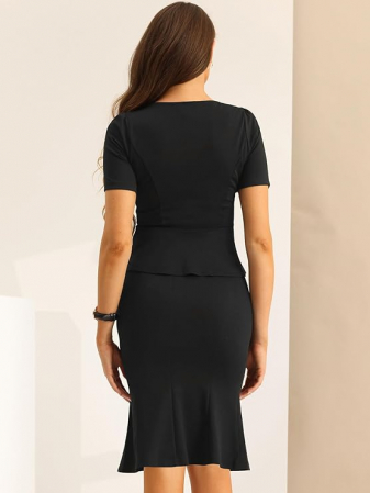 Fusta cu bluza mulate pentru femei, negre M [2]