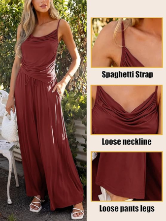 Costum casual pentru femei, subtire, respirabil, rosu XL [4]