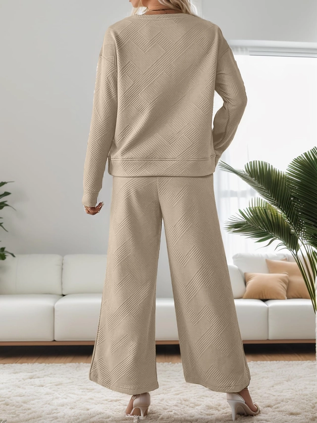 Costum casual pentru femei, ideal iesiri primavara toamna, 2 piese Bej L [4]